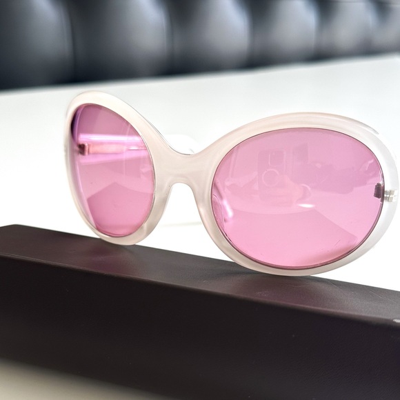 Vintage Campaign Christian Roth Sunglasses Pink Lens White Frames made in Japan main image 12
